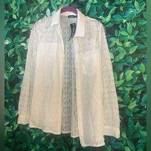 Lace design button up blouse